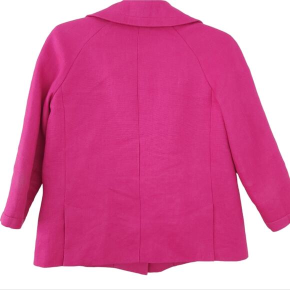 Talbots Hot Pink Womens Career Linen Blazer 2P Petite, 3 Button, 3/4 Sleeves - Picture 2 of 3